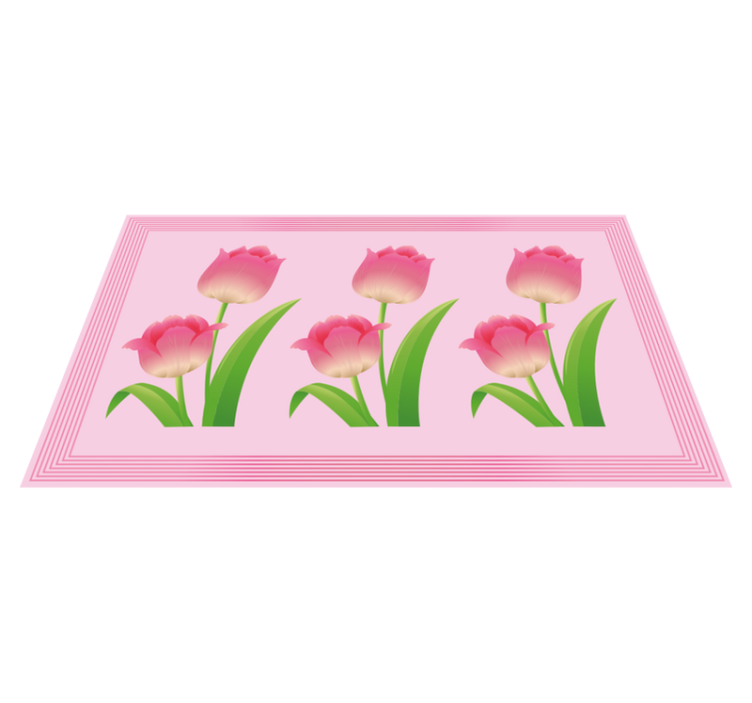 Tapis vinyle plantes exposition de tulipes roses - TenStickers