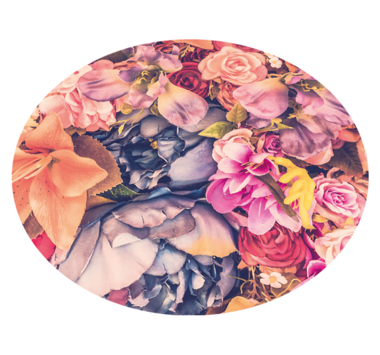 Tapis vinyle plantes composition florale ronde - TenStickers