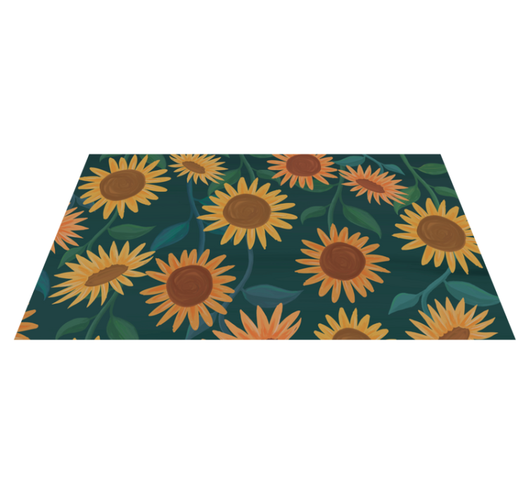 Tapis vinyle plantes motif de tournesol vintage - TenStickers