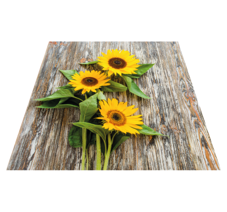 Tapis vinyle imitation parquet composition de tournesols - TenStickers