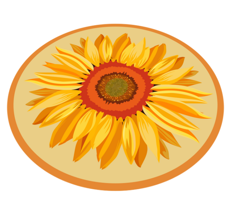 Tapis vinyle plantes tournesol rond - TenStickers