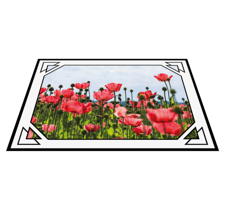 Tapis vinyle plantes champ de coquelicots coloré - TenStickers