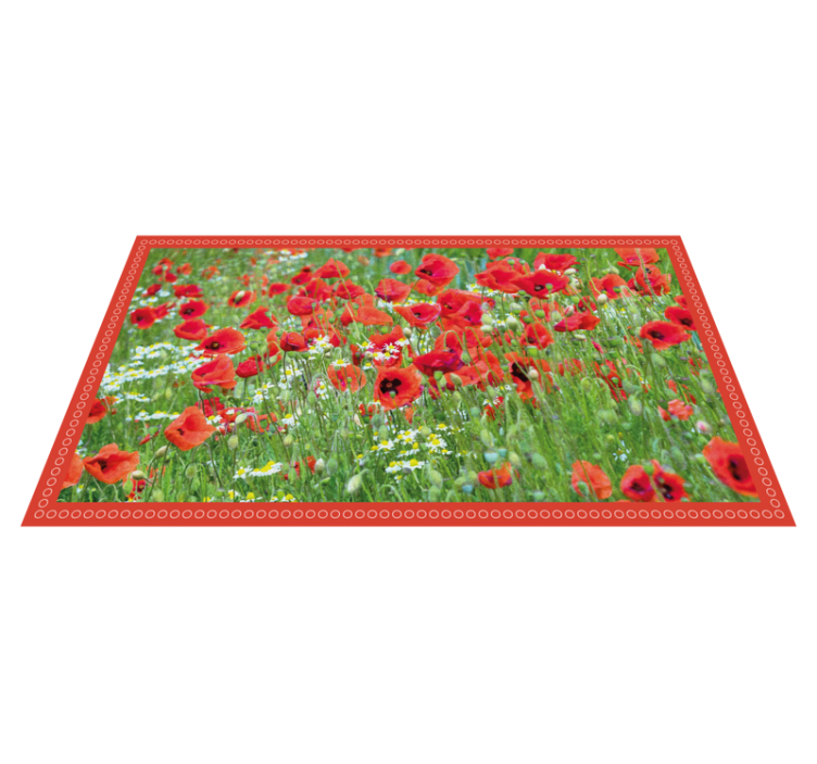 Tapis vinyle plantes champ de coquelicots réaliste - TenStickers