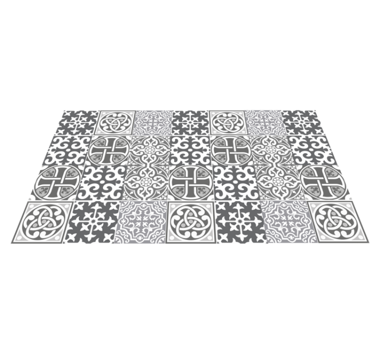 Tapis vinyle carreaux de ciment agencements gris raffinés - TenStickers