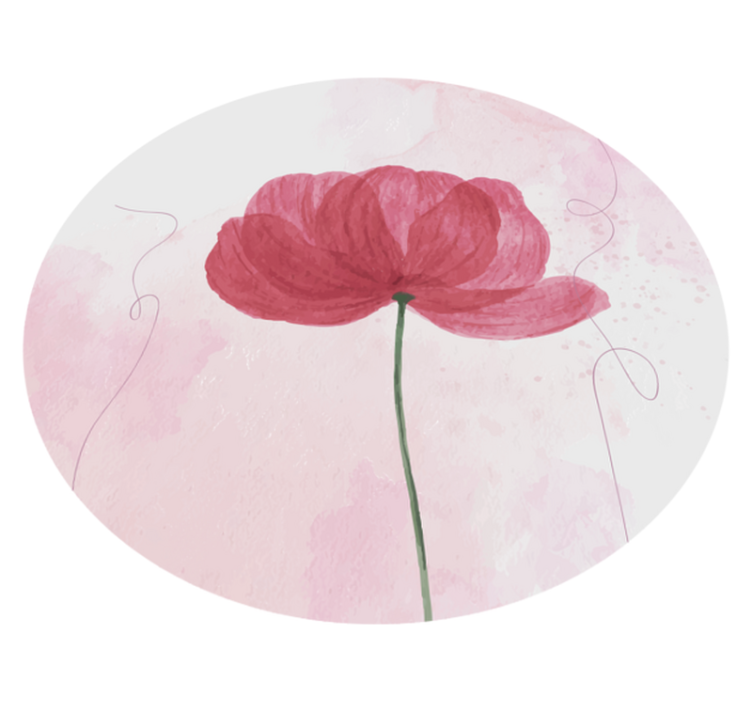 Tapis vinyle rond Fleur peinte - TenStickers