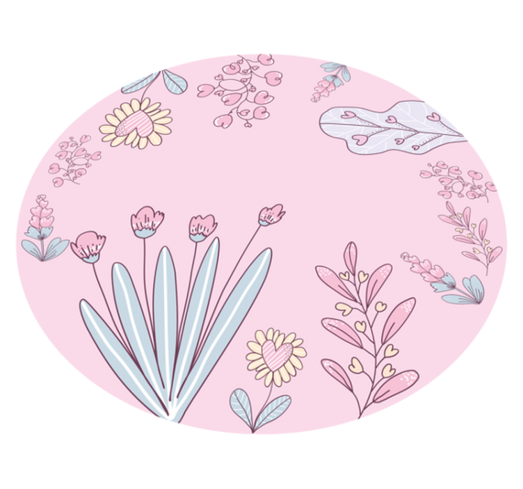 Tapis vinyle plantes motifs de cœur floraux - TenStickers