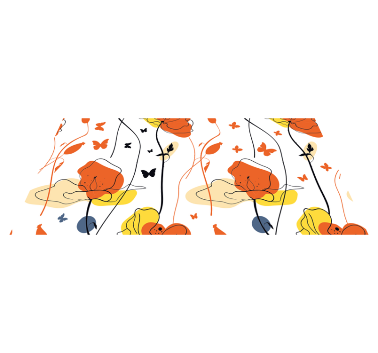 Tapis vinyle plantes motif minimaliste avec des papillons - TenStickers