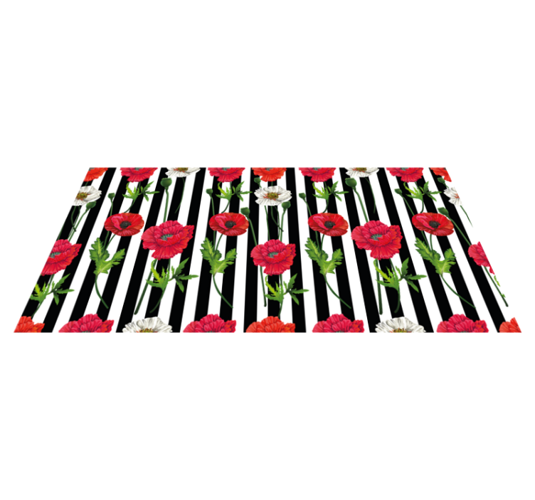 Tapis vinyle plantes motif floral à rayures - TenStickers