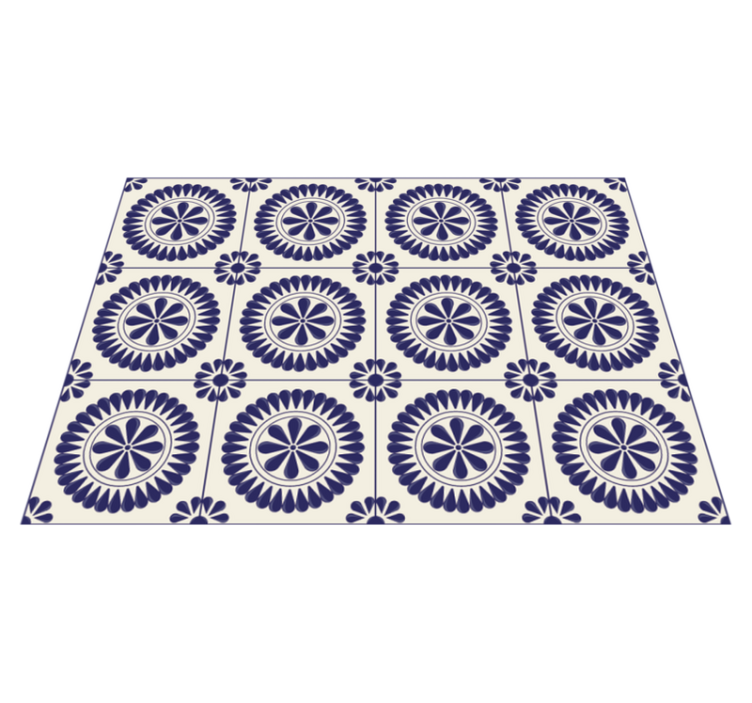 Tapis mosaique vinyle motif floral circulaire - TenStickers