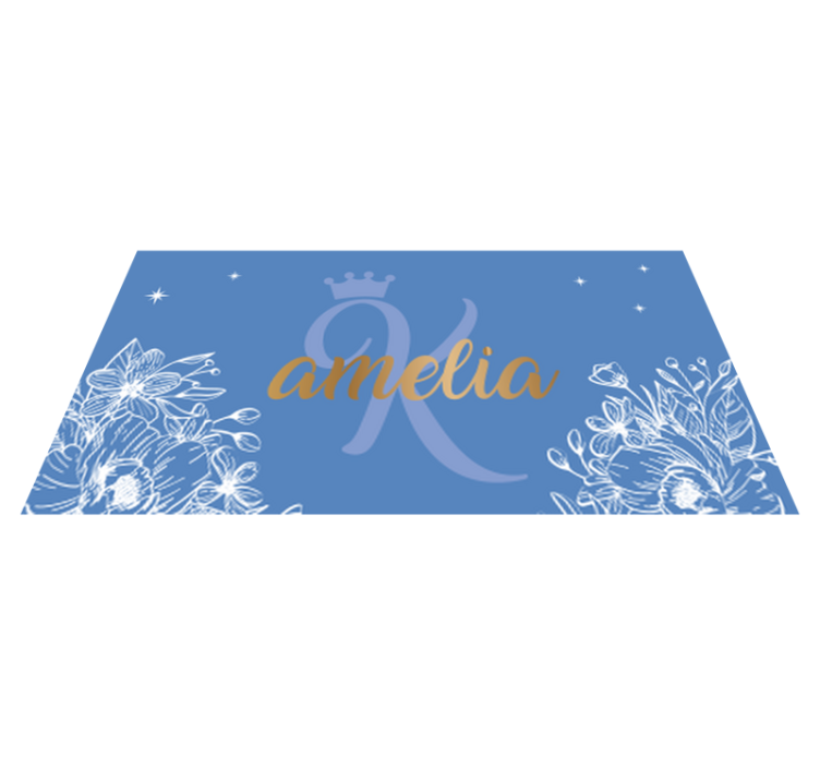 Tapis vinyle ado nom floral et initiale - TenStickers