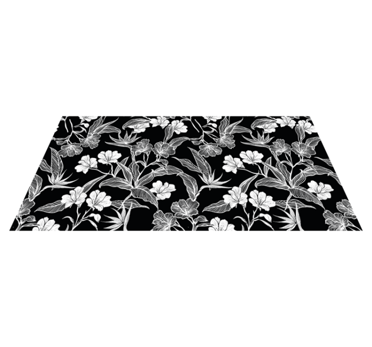 Tapis vinyle plantes élégance en noir et blanc - TenStickers