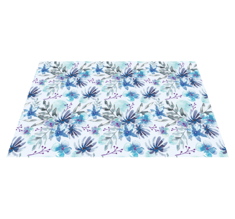 Tapis vinyle plantes motif bleu élégant - TenStickers