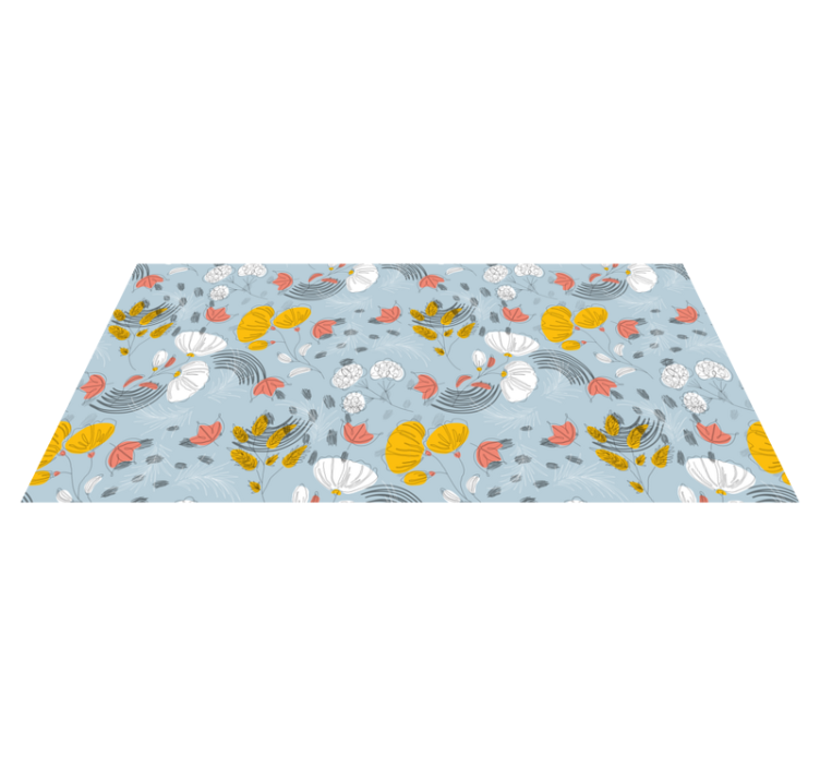 Tapis vinyle plantes motif bleu fleuri - TenStickers