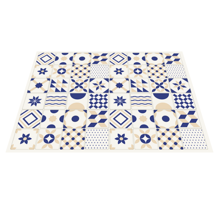Tapis vinyle carreaux de ciment motif géométrique - TenStickers