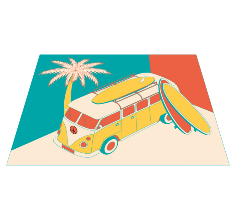Tapis vinyle vintage aventure en van de surf - TenStickers