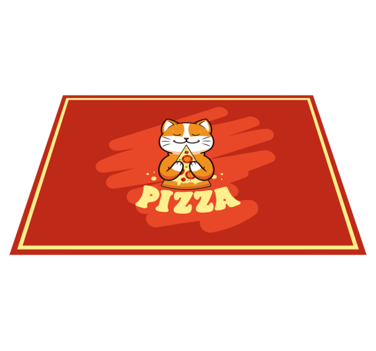 Tapis vinyle cuisine chat mignon avec une pizza - TenStickers