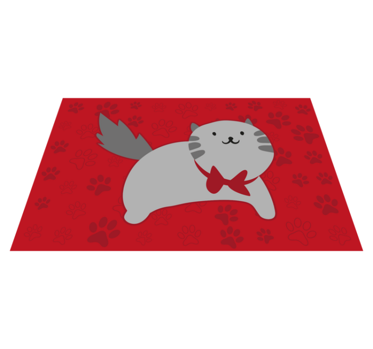 Tapis vinyle animal illustration de chat joyeux - TenStickers