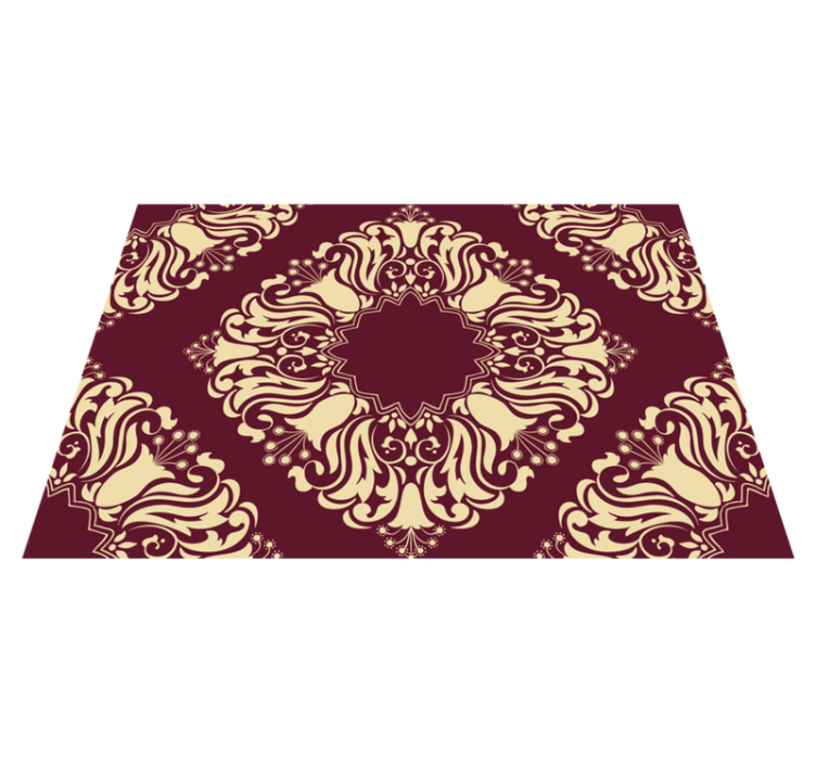 Tapis mosaique vinyle motif floral bordeaux - TenStickers