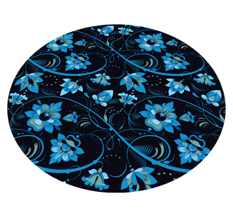 Tapis vinyle plantes motif fleuri bleu - TenStickers