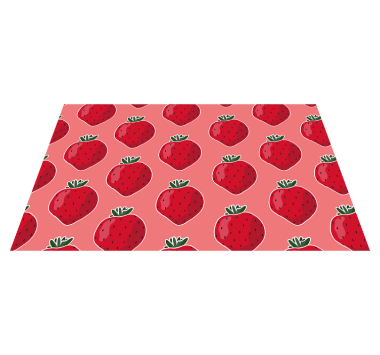 Tapis vinyle cuisine Fraises sur rose - TenStickers