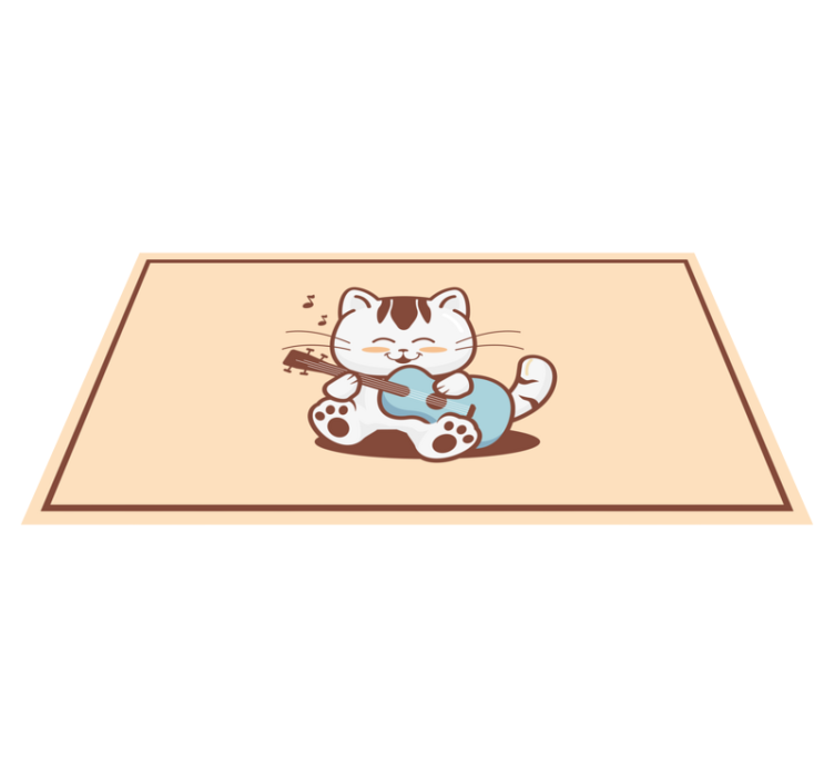 Tapis vinyle animal chat musicien heureux - TenStickers