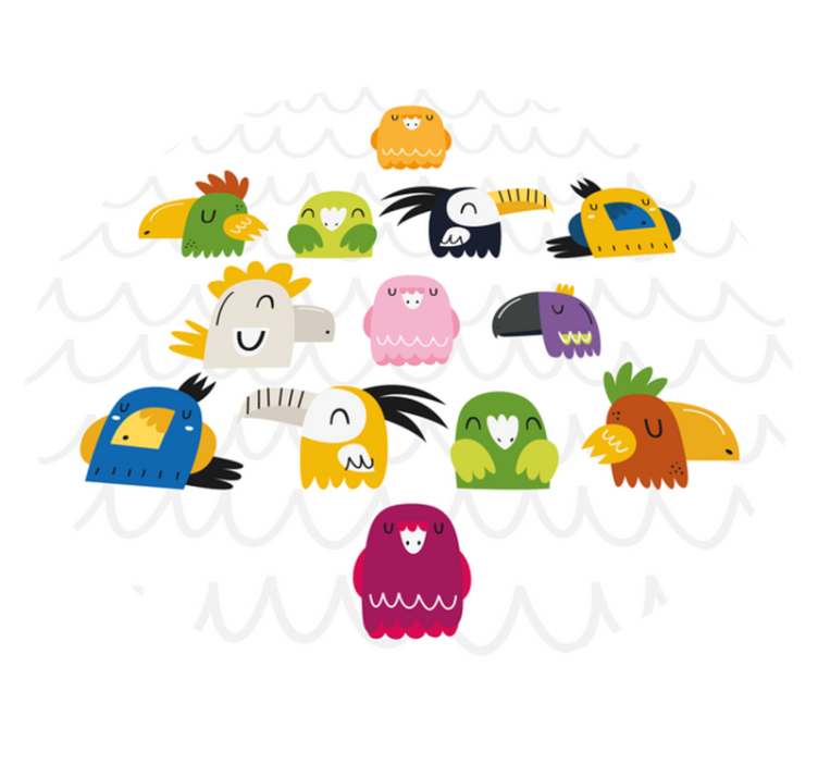 Tapis vinyle pour enfants visages d'oiseaux colorés - TenStickers