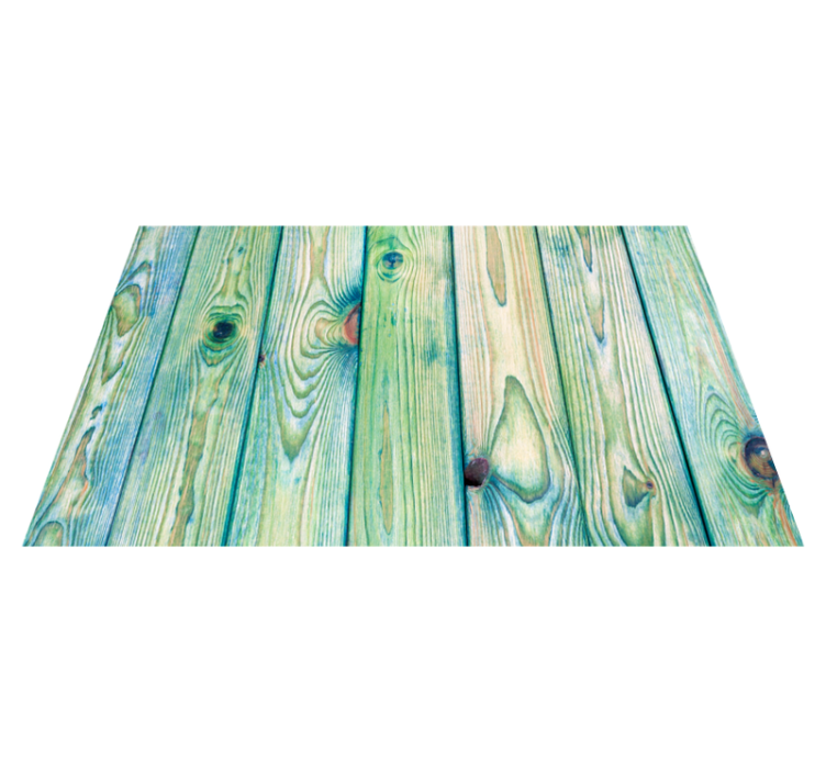 Tapis vinyle salle de bain bois planches bleues vertes - TenStickers