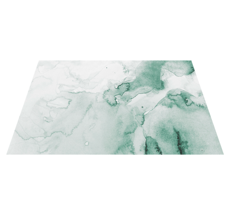 Tapis vinyle salle de bain moderne aquarelle blanc et vert - TenStickers