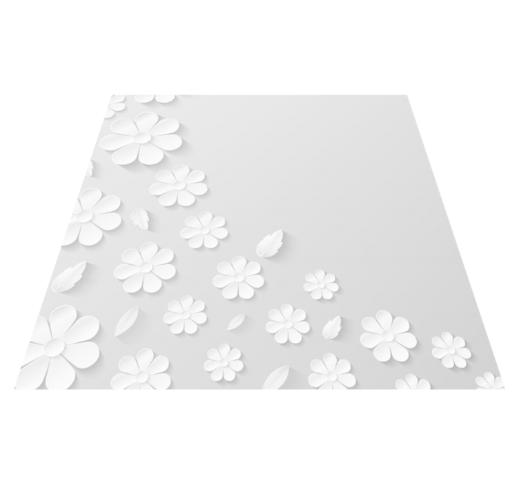 Tapis vinyle blanc fond fleur de papier - TenStickers