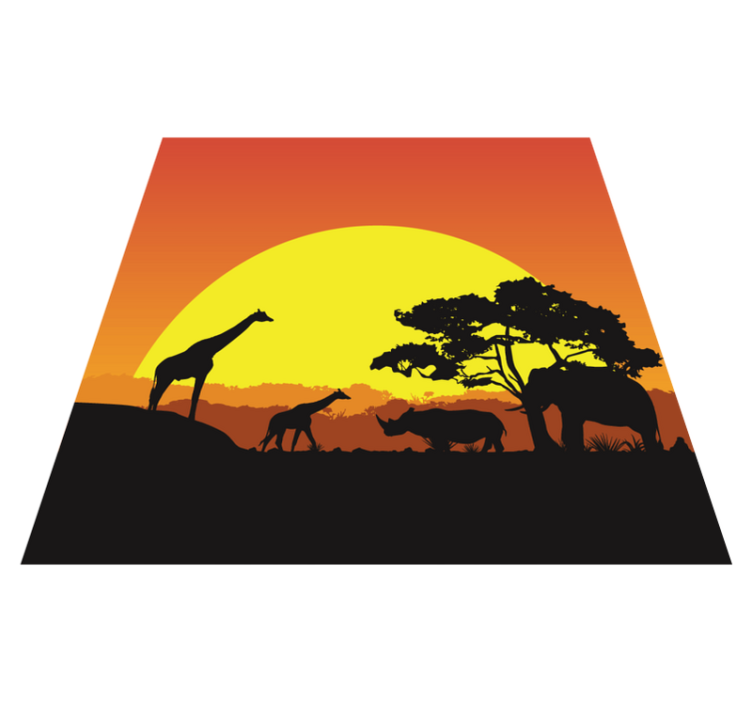 Tapis vinyle animal scène de safari au coucher du soleil - TenStickers