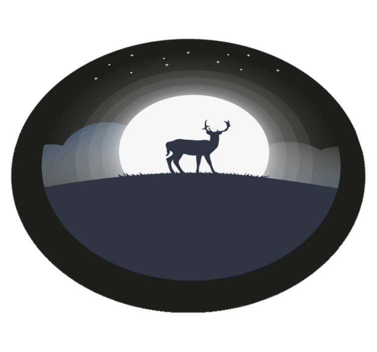 Tapis vinyle rond cerf sous la lune - TenStickers