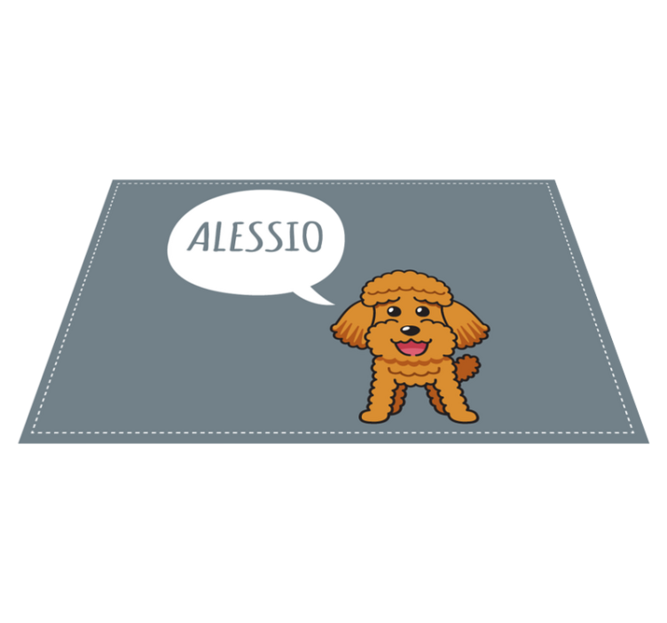Tapis vinyle personnalisé chiot caniche heureux - TenStickers