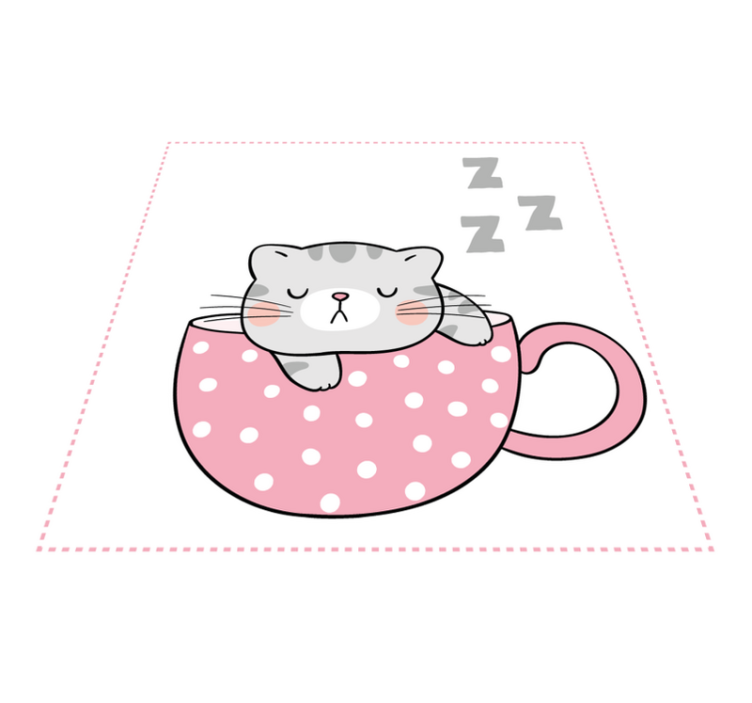 Tapis vinyle pour enfants tasse de chat endormi - TenStickers