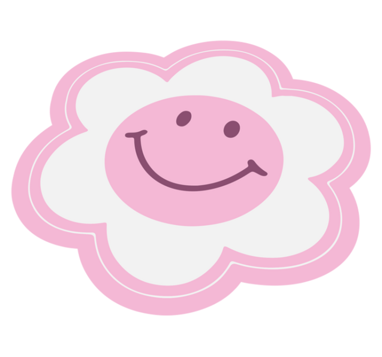 Tapis vinyle chambre Smiley rose et blanc fleur - TenStickers