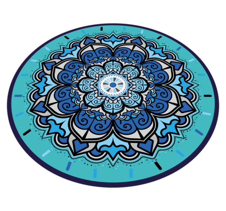 Tapis vinyle rond mandala bleu complexe - TenStickers
