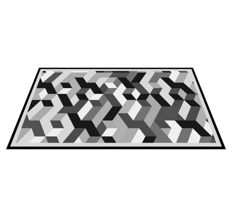 Tapis vinyle géométrique motif 3d gris - TenStickers
