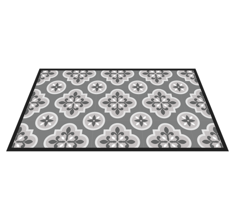Tapis vinyle carreaux de ciment classique gris bordures - TenStickers