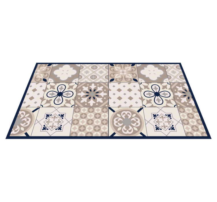 Tapis de cuisine carreaux de ciment beige vintage - TenStickers