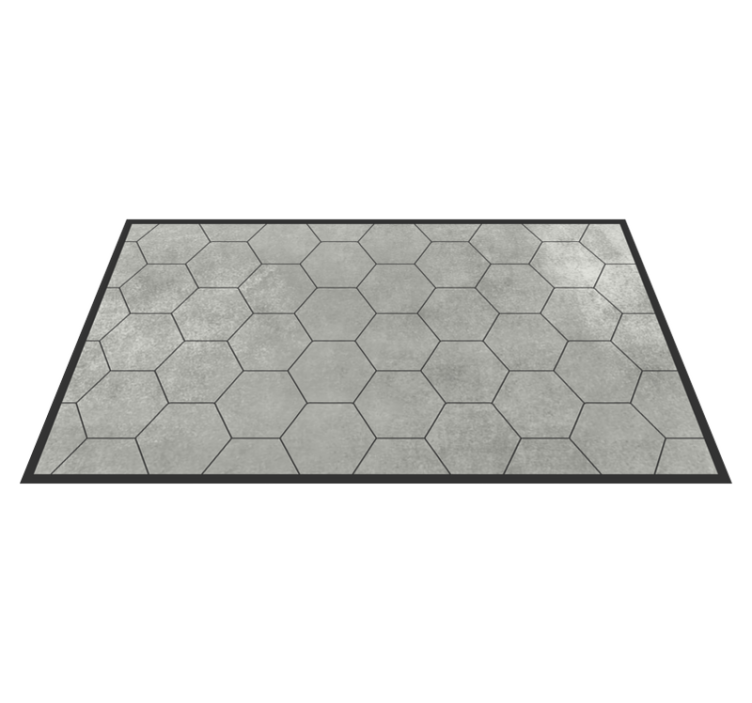 Tapis vinyle salle de bain motif hexagonal gris - TenStickers