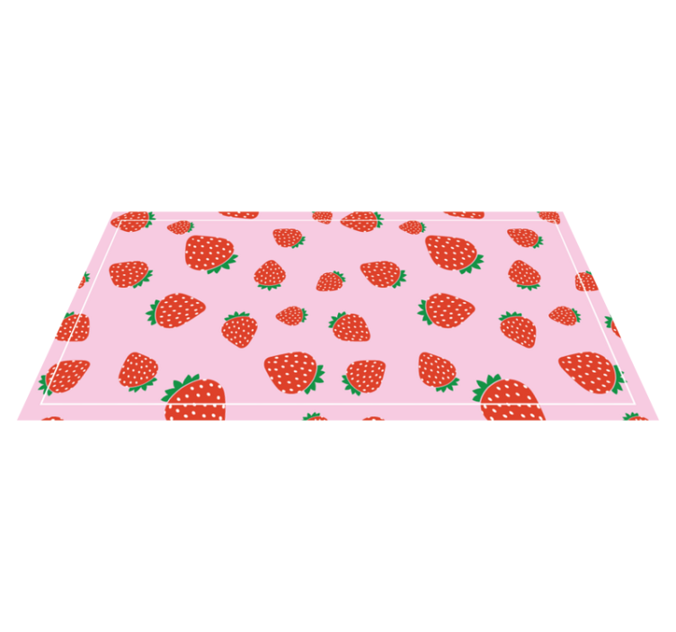 Tapis vinyle plantes motif fraise rose - TenStickers