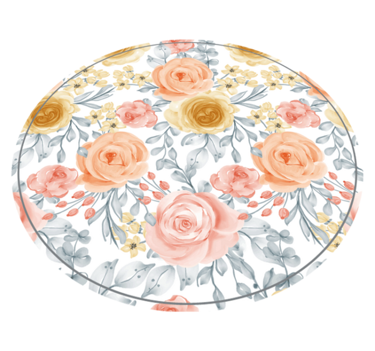 Tapis vinyle rond motifs botaniques florissants - TenStickers
