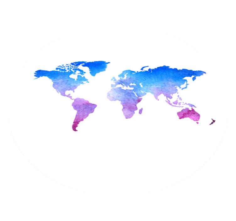 Tapis vinyle carte du monde texture aquarelle circulaire. - TenStickers