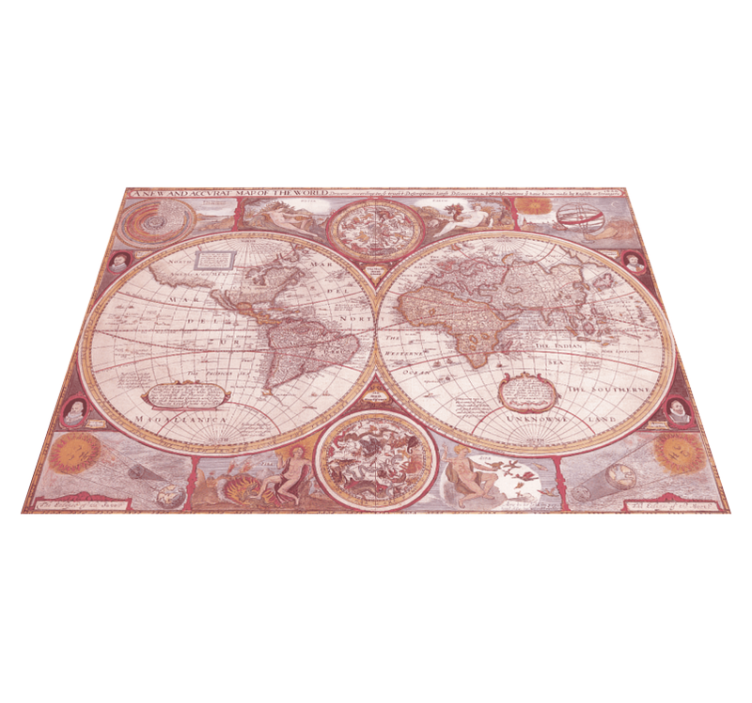 Tapis vinyle carte du monde globe vintage - TenStickers