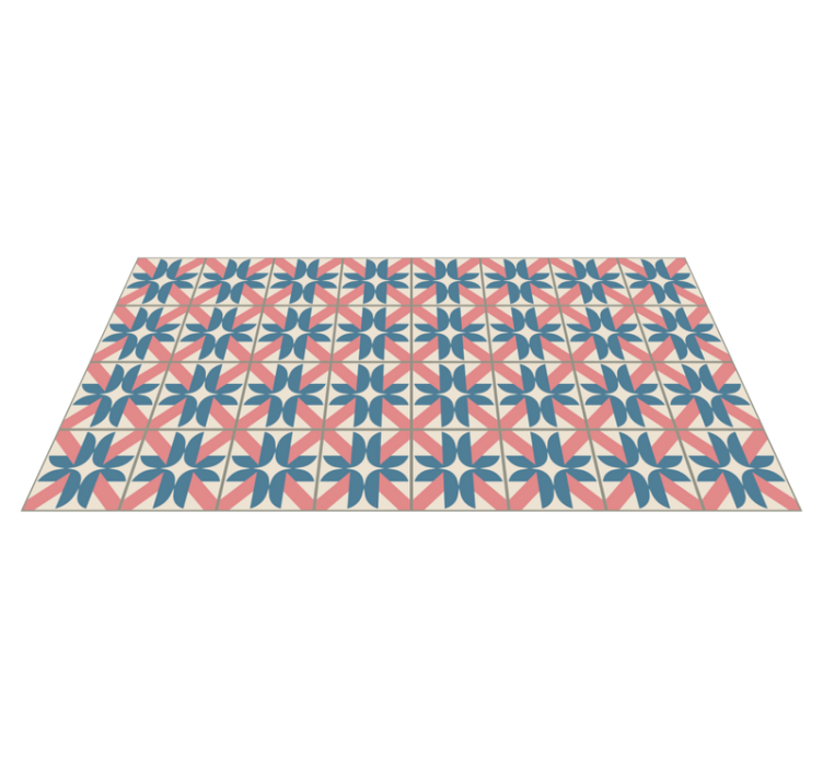 Tapis vinyle carreaux de ciment motif géométrique rose bleu - TenStickers