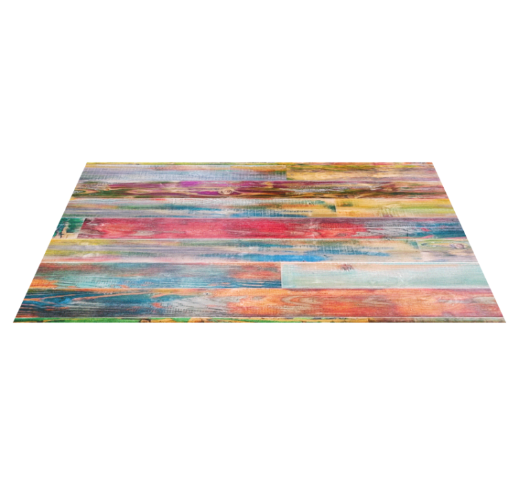 Tapis vinyle imitation parquet effet patiné coloré - TenStickers