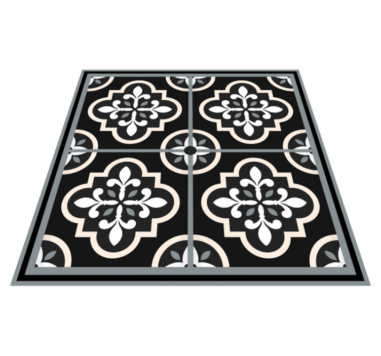 Tapis vinyle carreaux de ciment mosaïque noir et blanc - TenStickers
