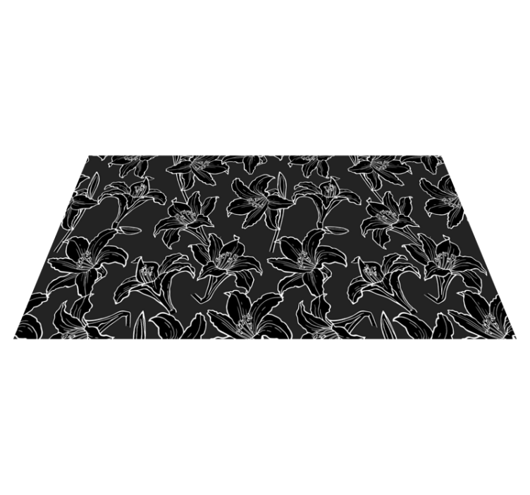Tapis vinyle plantes composition florale noire - TenStickers