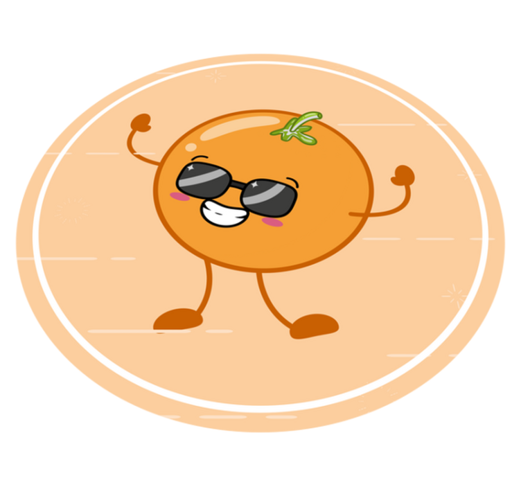 Tapis vinyle rond personnage orange joyeux - TenStickers