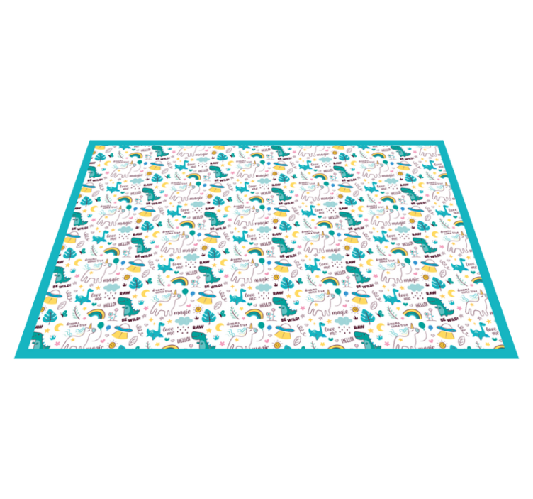 Tapis vinyle bébé aventure colorée de dinosaures - TenStickers