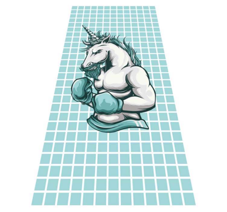 Tapis vinyle ado illustration de licorne boxeuse - TenStickers